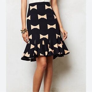 Anthropologie  Eva Franco Bow Tie Print Skirt Sz 0